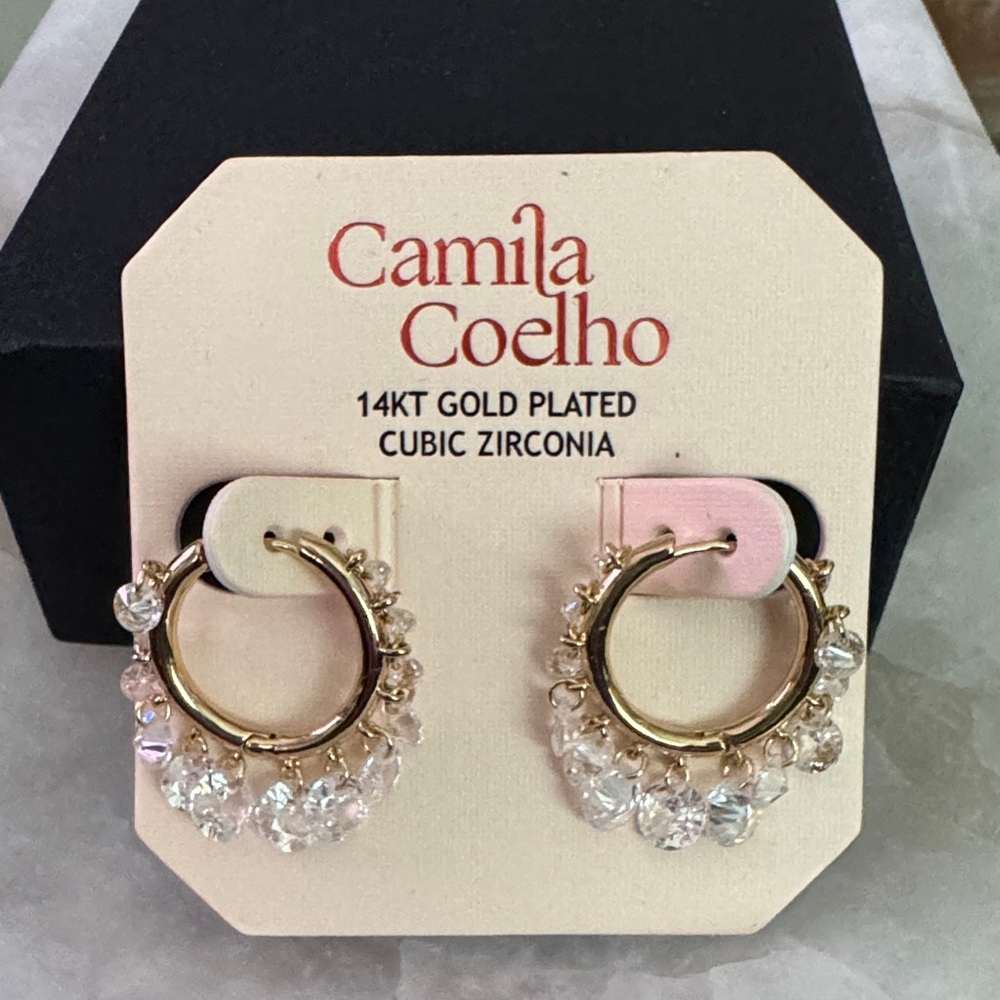 Camila Coelho Gold plated and Clear Crystal Earrings